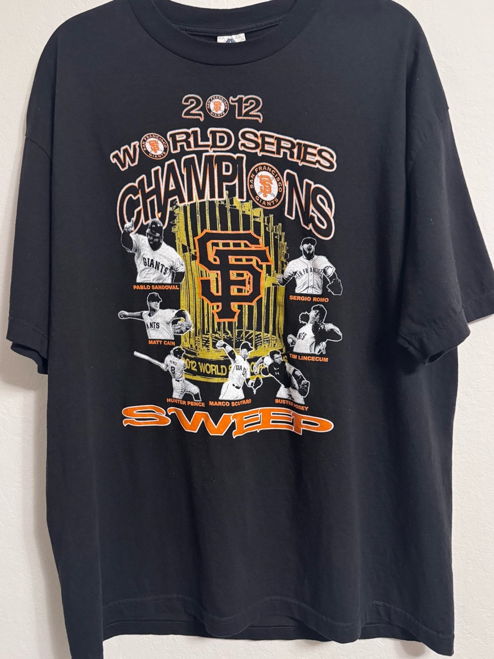 SAN FRANCISCO GIANTS 2012 World Series Champions T Shirt XL Posey Lincecum Pence